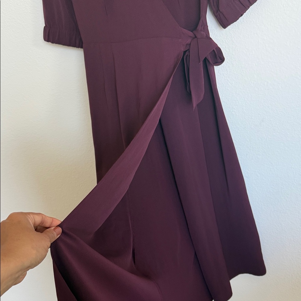 Warehouse Deep Purple Wrap Midi Dress - Picture 14 of 16